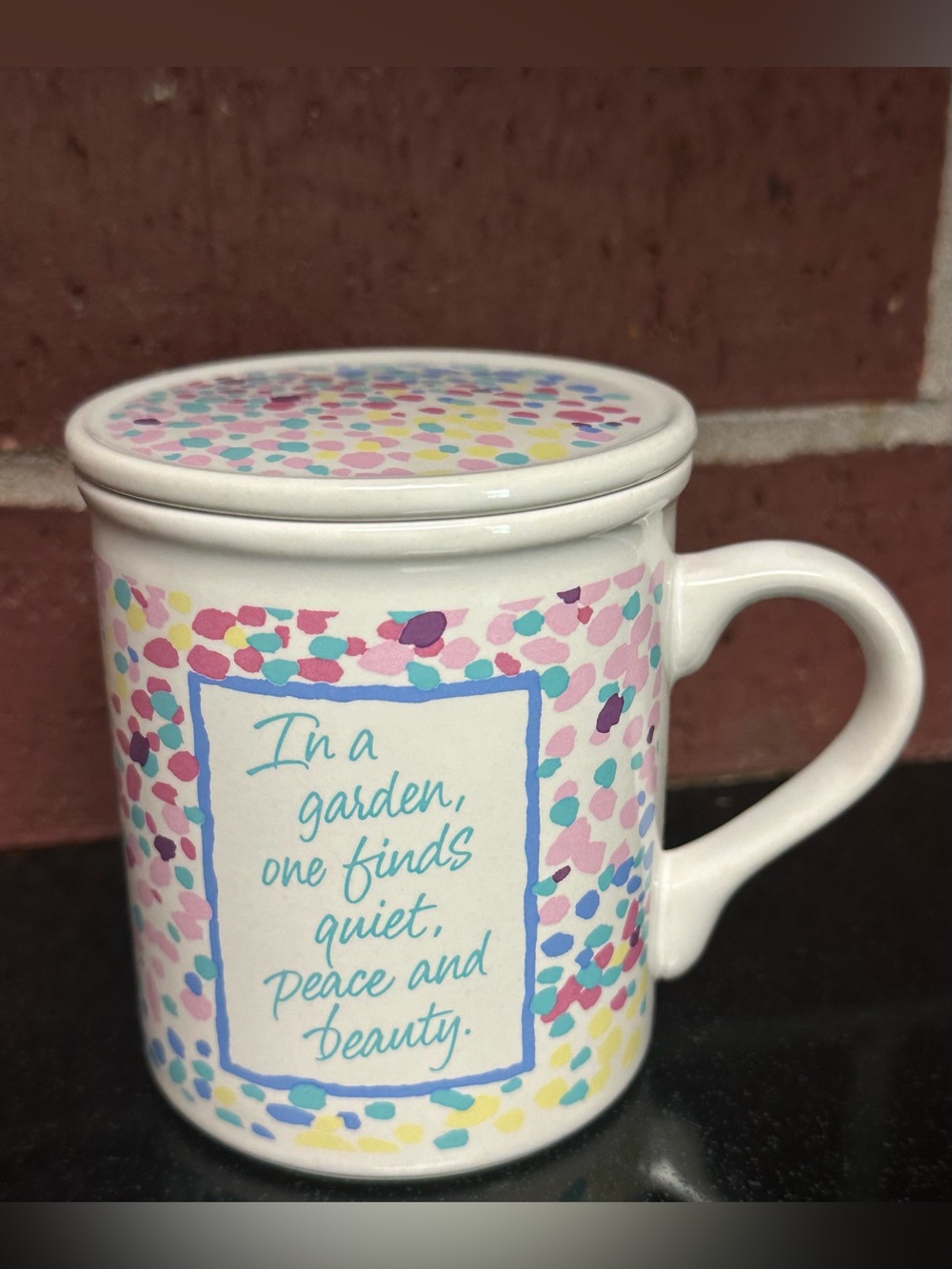 Vintage Hallmark Garden Mug with Lid/Coaster